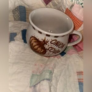 Vintage Onion Soup Mug with Brown Design